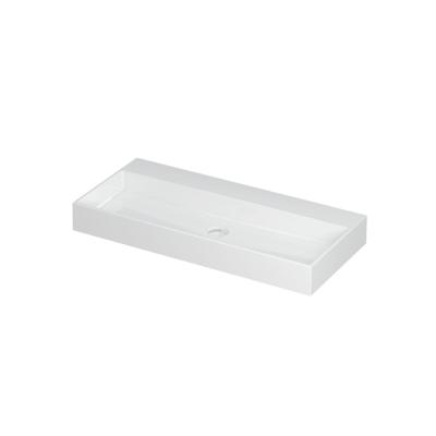 INK United Wastafel Porselein Zonder Kraangat incl. Porseleinen Click Plug en Verborgen Overloop Systeem - 1000x450x110 mm - Glans Wit