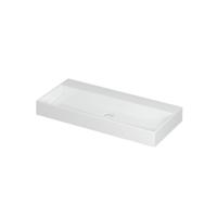 INK United Wastafel Porselein Zonder Kraangat incl. Porseleinen Click Plug en Verborgen Overloop Systeem - 1000x450x110 mm - Glans Wit - thumbnail