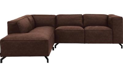 Goossens Bank Calvin bruin, micro leer, 2-zits, modern design met ligelement links