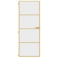 VidaXL Binnendeur smal 76x201,5 cm gehard glas en aluminium goudkleur - thumbnail