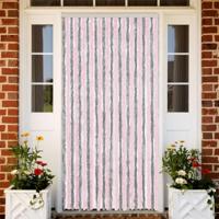 VidaXL Vliegengordijn 100x230 cm chenille zilvergrijs en roze - thumbnail