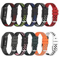 Fitbit Luxe - Siliconen sportbandje - Maat: Large - Zwart + rood - thumbnail