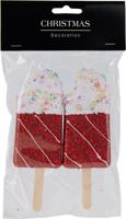 Kersthanger ijsjes 14 cm rood / wit - thumbnail