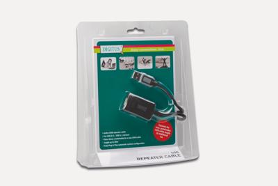 DIGITUS Actieve USB 2.0 verlengkabel - Repeater kabel - USB A male naar USB A female - 5 m - 480 Mbit/s - Plug & Play - Voeding via USB - Zwart