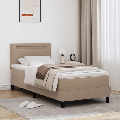 Boxspringbed met Matras in Cappuccino, 100 x 200 cm, van Faux Leer