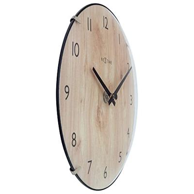 NeXtime - Tafel|Wandklok 20cm-Koepelvormig Glas Lens-Stil-Licht hout