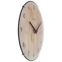 NeXtime - Tafel|Wandklok 20cm-Koepelvormig Glas Lens-Stil-Licht hout - thumbnail