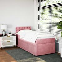 Boxspring met matras fluweel roze 90x190 cm - thumbnail