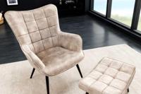 Moderne fauteuil SCANDINAVIA champagne fluweel zwart metalen poten met armleuningen - 44021 - thumbnail
