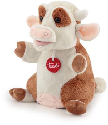 Trudi handpop Koe 24 cm pluche bruin/wit Trudi handpop Koe 24 cm pluche bruin/wit