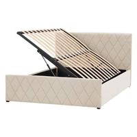 Beliani - ROCHEFORT - Tweepersoonsbed - Beige - 140 x 200 cm - Fluweel - thumbnail