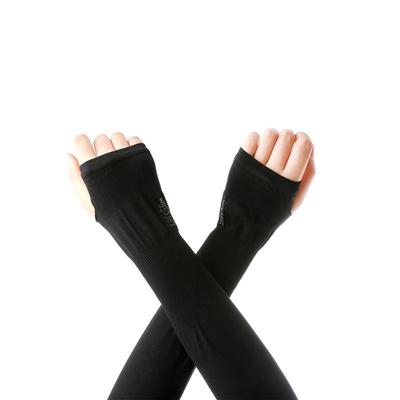 Lange ijs Silk zonnebrandcrème mouwen fietsen rijden Outdoor UV arm Oversleeve lengte: 38cm (zwart)