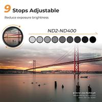 K&F Concept variabel ND filter ND2-ND400 blue coated 67mm - extra dun grijsfilter met blauwe coating - thumbnail