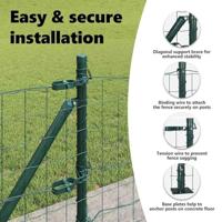 VidaXL Hek met paal groen 0,6 x 10 m staal en pvc - thumbnail