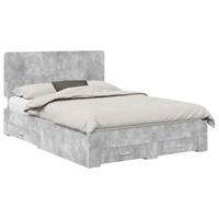 Bedframe met hoofdeinde Beton Grijs 140 x 190 cm Bewerkt hout - thumbnail