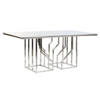 Eettafel DKD Home Decor Zilverkleurig Kristal Staal 180 x 90 x 75 cm Wit - thumbnail
