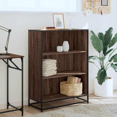 Boekenkast 80,5x35x107,5 cm bewerkt hout bruin eikenkleur