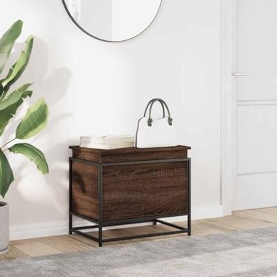 VidaXL Opbergbox met deksel 60x40x51,5 cm bewerkt hout bruin eiken - thumbnail