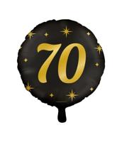Classy Folieballon 70 Jaar Zwart/Goud (46cm) - thumbnail