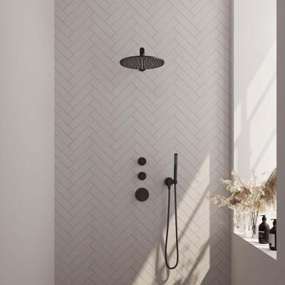 Zwarte thermostatische regendouche SET 02 met 30 cm douchekop