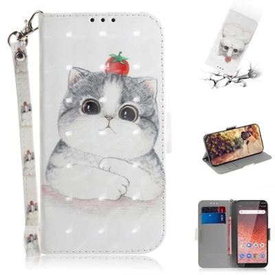 3D gekleurde tekening schattig Cat patroon horizontale Flip lederen case voor Nokia 1 Plus met houder & card slots & portemonnee