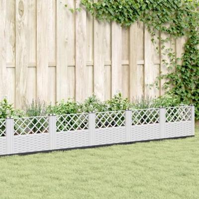 VidaXL Plantenbak met pinnen 363,5x43,5x43,5 cm polypropeen wit VidaXL Plantenbak met pinnen 363,5x43,5x43,5 cm polypropeen wit
