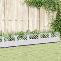 VidaXL Plantenbak met pinnen 363,5x43,5x43,5 cm polypropeen wit - thumbnail