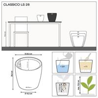 Jardiniere - Classico premium LS 28 - Complete set - Glanzend wit - 7 L - LECHUZA - thumbnail