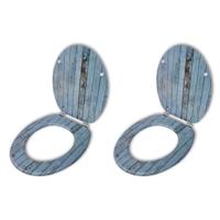 Toiletbrillen met deksels 2 st oud hout MDF - thumbnail