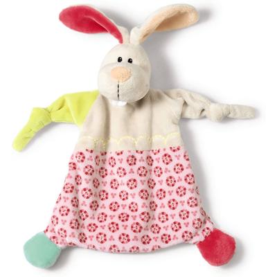 Nici knuffeldoekje Rabbit 25 x 25 cm pluche wit/roze