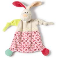Nici knuffeldoekje Rabbit 25 x 25 cm pluche wit/roze - thumbnail