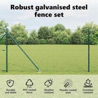 VidaXL Afrasteringspaal groen 10 x 1,4 m (36 mm gaas) staal en pvc - thumbnail