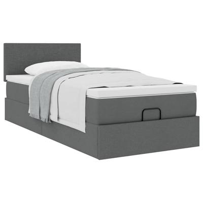 Bed met matras 90x200 cm stof donkergrijs