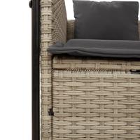 Ligbed tweepersoons met dak en gordijn poly rattan lichtgrijs - thumbnail