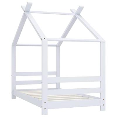 Kinderbedframe massief grenenhout wit 70x140 cm