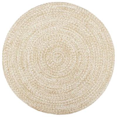 Vloerkleed handgemaakt 210 cm jute wit en bruin
