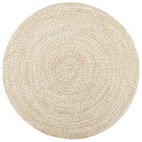 Vloerkleed handgemaakt 210 cm jute wit en bruin - thumbnail
