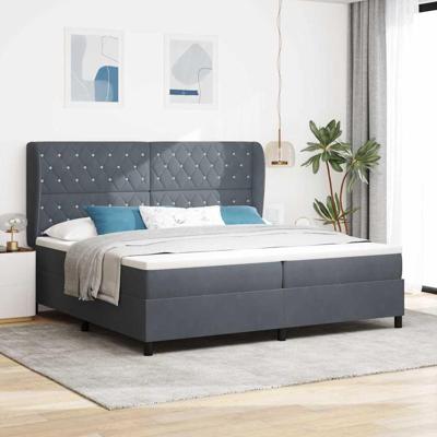 Boxspring bed met matras Donkergrijs 200 x 200 cm Fluweel