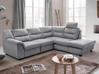 Relax hoekbank elektrisch OSIRIS met longchair rechts stof fuego grijs - thumbnail