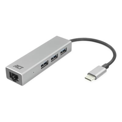 ACT USB-C Hub en Ethernet Adapter met USB-A