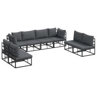 Tuinbankenset met kussen 8 pcs Zwart Aluminium - thumbnail