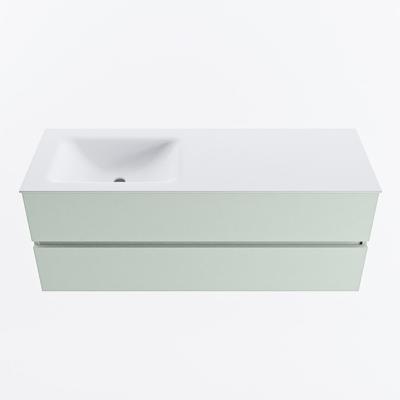 MONDIAZ VICA 130cm badmeubel onderkast Greey 2 lades. Wastafel CLOUD links 1 kraangat, kleur Talc.