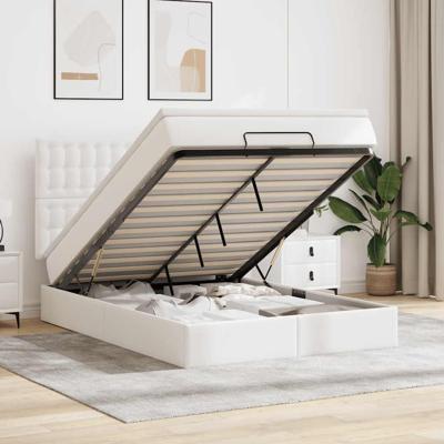 Ottoman bed met matras en LED's 140x200cm kunstleer wit