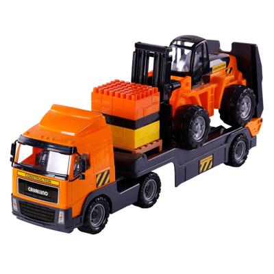 Cavallino vrachtwagen met trailer en vorkheftruck, schaal 1:16 Cavallino vrachtwagen met trailer en vorkheftruck, schaal 1:16