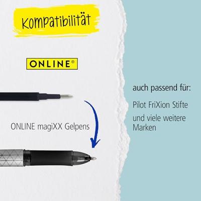 Gelschrijvervulling Online Magixx 0.7mm groen blister à 3 stuks