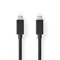 Nedis USB-Kabel | USB 3.2 Gen 2x2 | USB-C Male | USB-C Male | 100 W | 4K@60Hz | 20 Gbps | Vernikkeld | 2.00 m | Rond | PVC | Zwart | Doos - - thumbnail