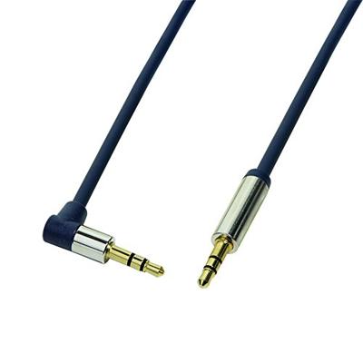 LogiLink CA11150 Jackplug Audio Aansluitkabel 1.50 m Donkerblauw (mat) 90° haaks naar boven