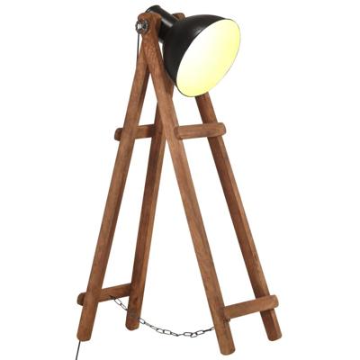Vloerlamp E27 massief mangohout zwart