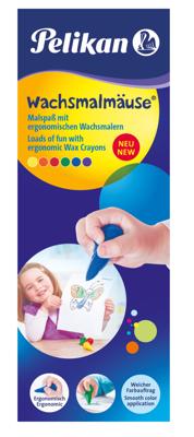 Pelikan waskrijtjes in muisvorm, assorti, doos van 6 stuks