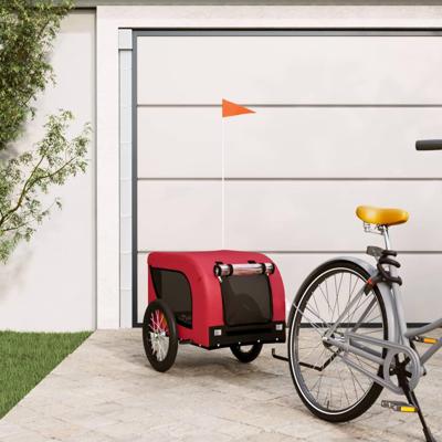 VidaXL Hondenfietstrailer oxford stof en ijzer rood en zwart VidaXL Hondenfietstrailer oxford stof en ijzer rood en zwart